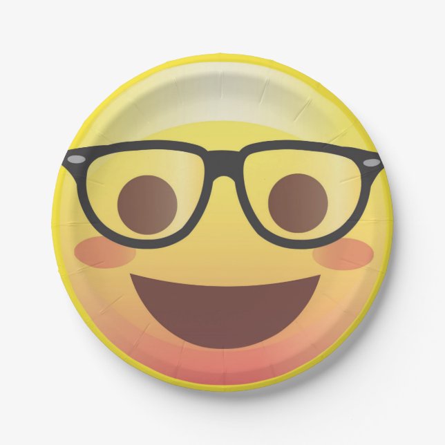 Nerdy Gläser glückliche Emoji PapierParty-Platte Pappteller (Vorderseite)