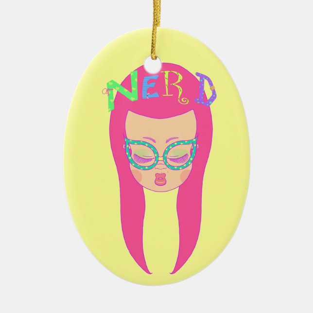 Nerdy Mädchen Keramikornament (Vorne)