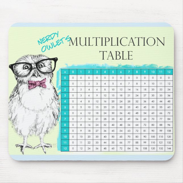 Nerdy Owl Multiplikationstabelle Mousepad (Vorne)