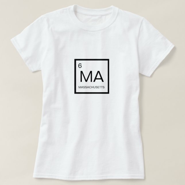 Nerdy Periodic Table Element von Massachusetts T-Shirt (Design vorne)