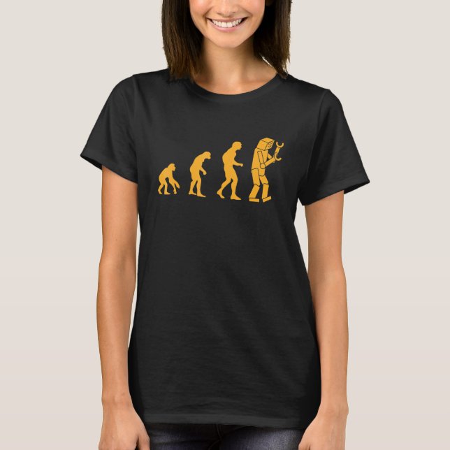 Nerdy Robot Evolution Computer Robotics Geek T-Shirt (Vorderseite)