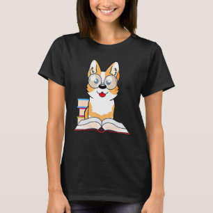 Nerdy Süße Corgi Welpe Hund Bücherwurm Leidenschaf T-Shirt
