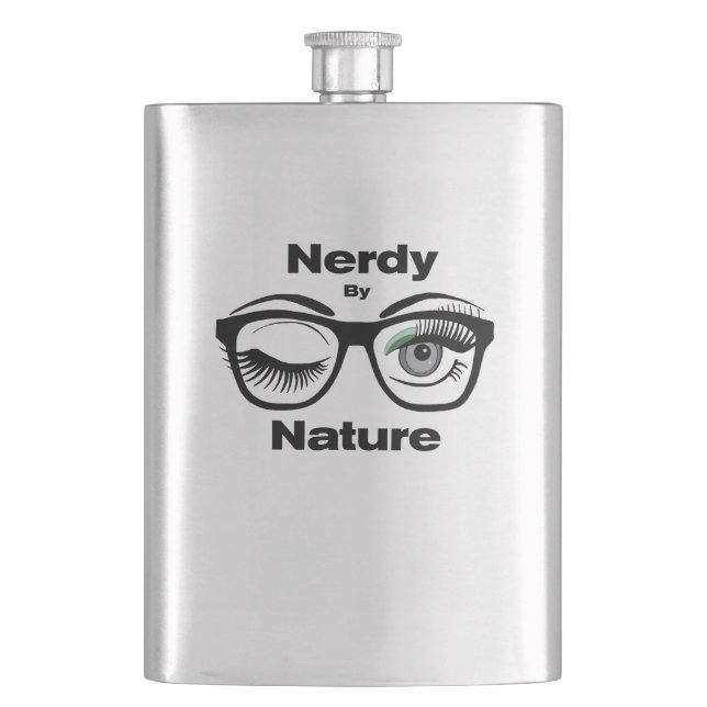 Nerdy von Nature Funny Geek Design mit Brille Flachmann (Vorderseite)