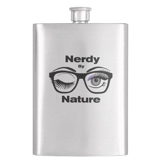 Nerdy von Nature Funny Geek Design mit Brille Flachmann (Vorderseite)