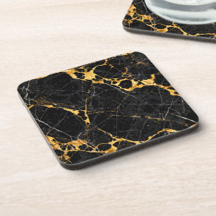 Nero Portoro Luxus Schwarz Gold Marmor Design Getränkeuntersetzer