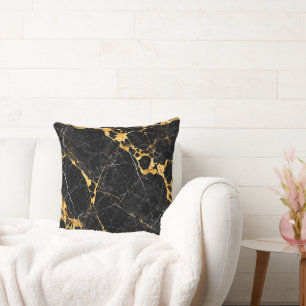 Nero Portoro Luxus Schwarz Gold Marmor Design Kissen