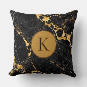 Nero Portoro Luxus Schwarz Gold Marmor Design Kissen