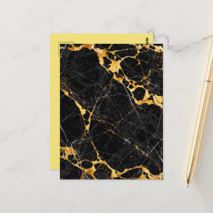 Nero Portoro Luxus Schwarz Gold Marmor Design Postkarte