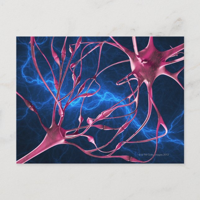 Nerven-Synapsen, Computergrafik. Postkarte (Vorderseite)