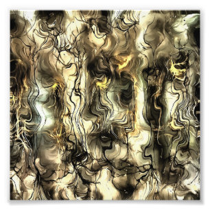 Nervische Energie Graue Abstrakte Kunst in Gelb un Fotodruck