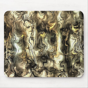 Nervische Energie Graue Abstrakte Kunst in Gelb un Mousepad
