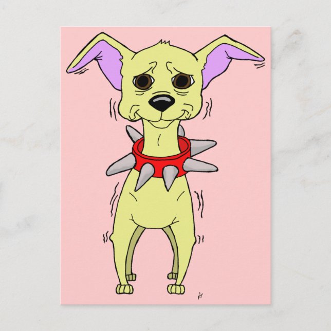 Nervöser Chihuahua-Cartoon Postkarte (Vorderseite)