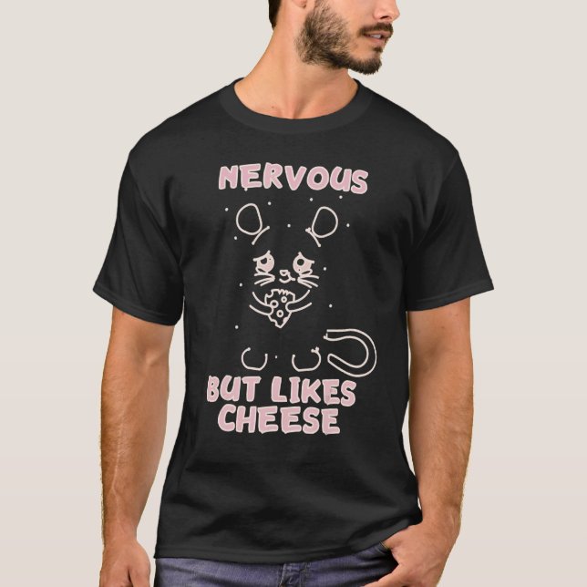 Nervous aber Likes Käse Girl Hamster Funny Cheese T-Shirt (Vorderseite)