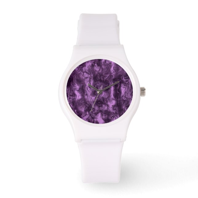 Nervous Energy Grungy Abstrakt Art Amethyst Orchid Armbanduhr (Vorderseite)