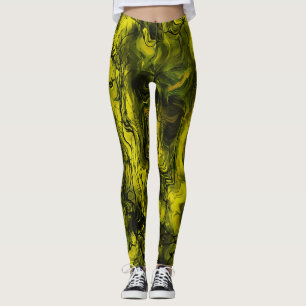 Nervous Energy Grungy Abstrakt Black and Yellow Leggings