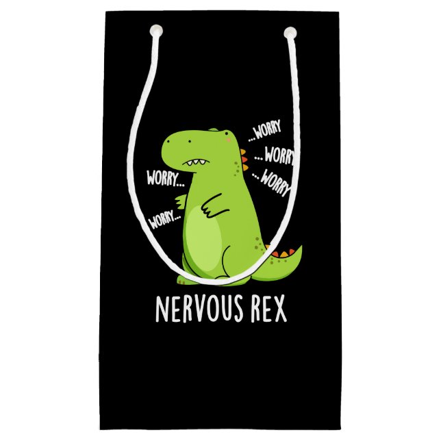 Nervous Rex Funny Dinosaur TRex Pun Dark BG Kleine Geschenktüte (Vorderseite)