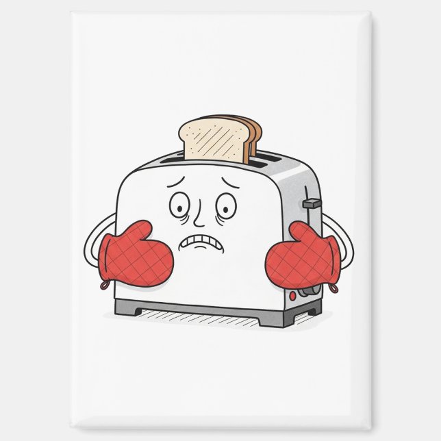 Nervous Toaster Magnet | Funny Bread Kitchen Pub (Vorderseite)