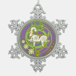 Nerz Holidaze Weihnachtsverzierungs-Grün 2017/Lila Schneeflocken Zinn-Ornament