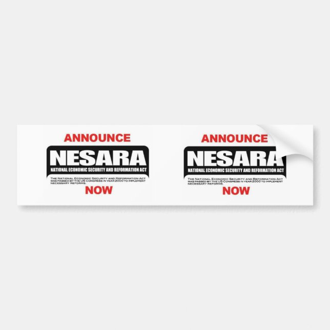 Nesara bumper sticker autoaufkleber (Vorne)