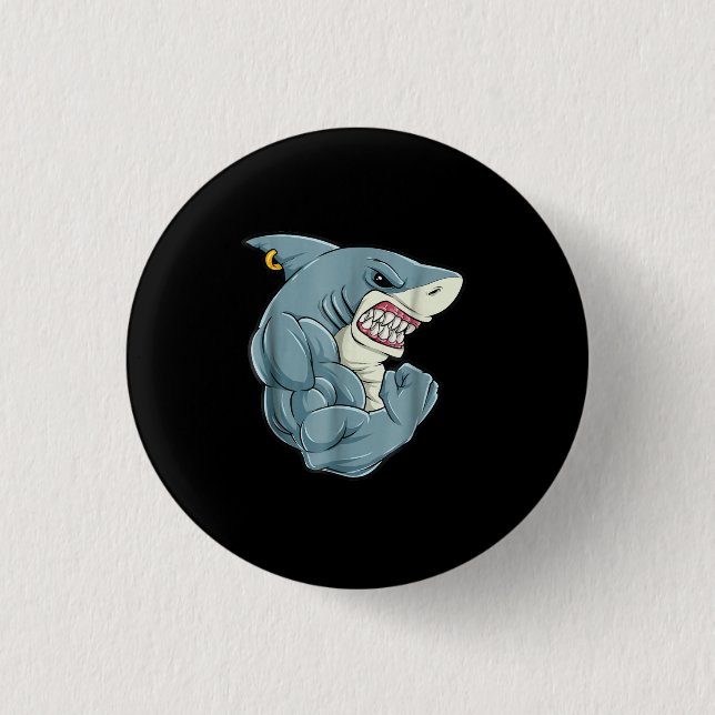 Ness Shark in Gymnastik Männer Frauen Kinder Button (Vorderseite)