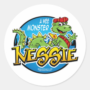 Nessie: Ein kleines Monster Runder Aufkleber