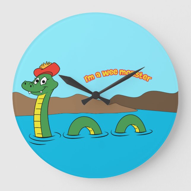 Nessie (Loch Ness Monster) Große Wanduhr (Vorderseite)