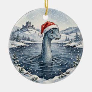 Nessie Santa Weihnachtsbaumanhänger Keramik Ornament