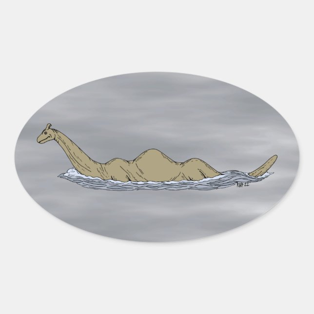 Nessie the Loch Ness Monster Ovaler Aufkleber (Vorderseite)