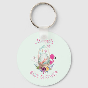 Nest-Ei mit Flamingo und Häschen-Baby-Party Schlüsselanhänger