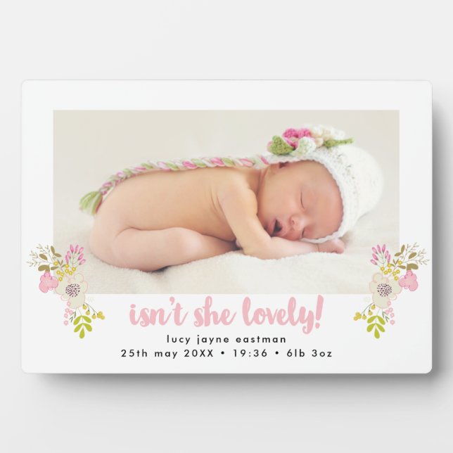 N'est-elle pas belle florale Baby Photo Plaque (Devant)