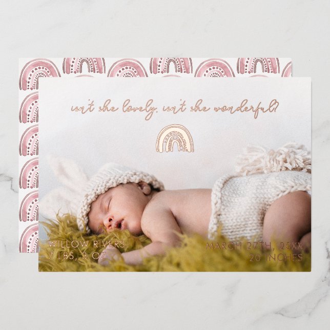 N'est-elle pas belle Rainbow Baby Faire-part de na (Recto/Verso)