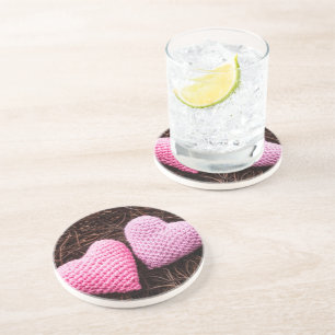 Nest mit Herzen Sandstein Untersetzer