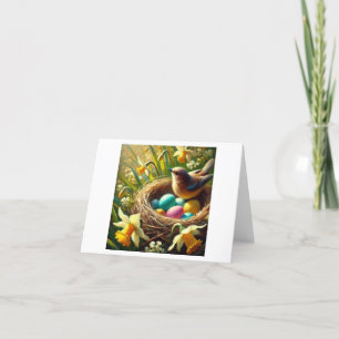 Nest mit Ostereiern, Feiertagskarte
