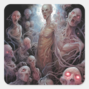 Nest of Untot Zombies Horror Art Quadratischer Aufkleber