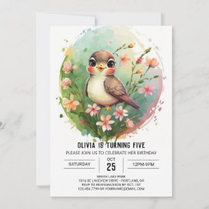Nest Online Bird Birthday Einladung