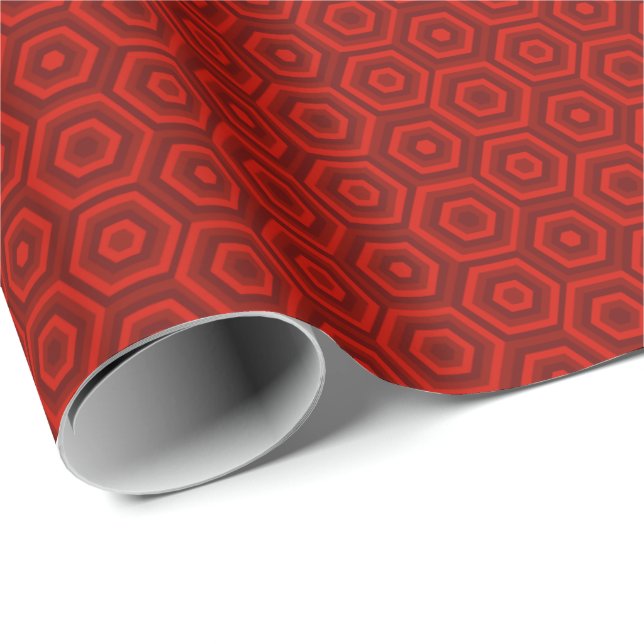 Nested Red Hexagons Geschenkpapier (Rolleneckpunkt)