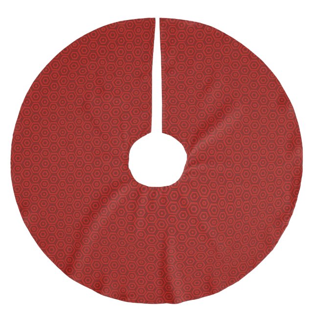 Nested Red Hexagons Polyester Weihnachtsbaumdecke (Vorderseite)