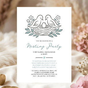Nesting Baby Shower Party Blaue Vogel-Nest  Einladung