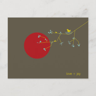 Nesting Bird and Family Baby Danke, Postcard Postkarte