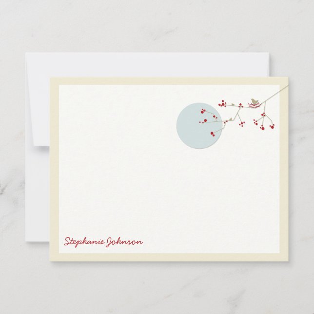 Nesting Bird And Family Baby Merci Carte de note (Devant)