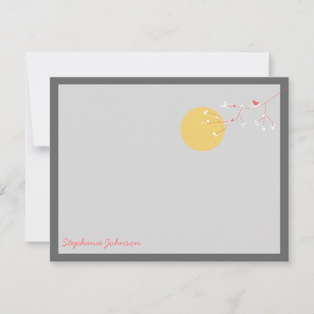 Nesting Bird And Family Baby Merci Carte de note (Devant)