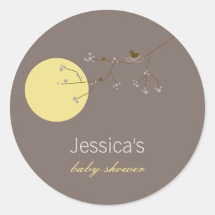 Nesting Bird Family auf Branchen Simple Baby Showe Runder Aufkleber