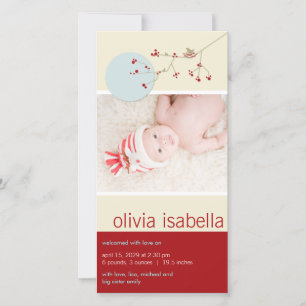 Nesting Bird & Family Baby Girl Faire-part de nais