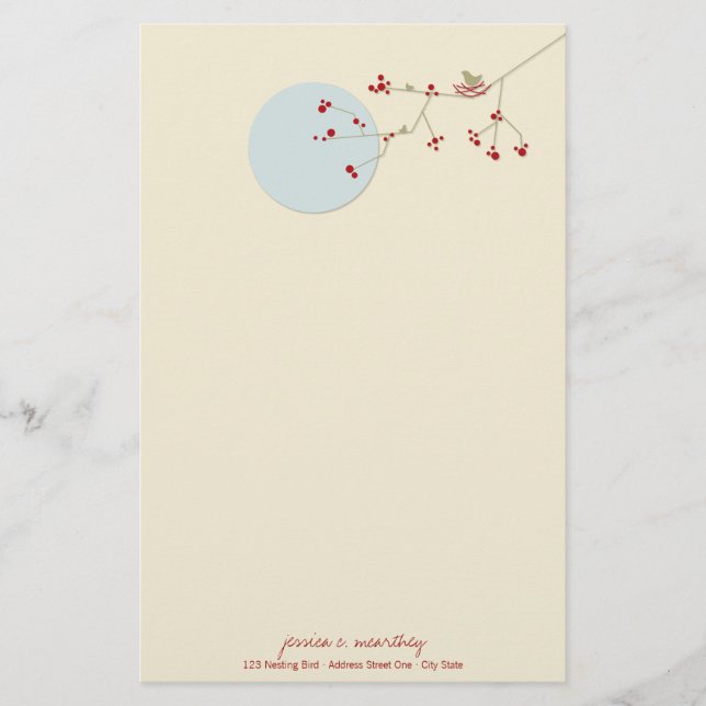 Nesting Bird Family Baby Shower Stationery Paper Briefpapier (Vorderseite)