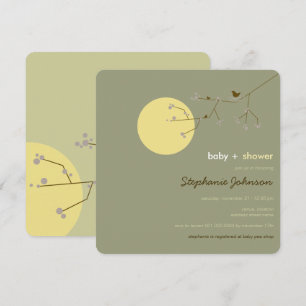 Nesting Bird Family Tree Simple Chic Baby Dusche Einladung