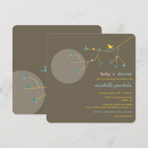 Nesting Bird Family Tree Simple Chic Baby Dusche Einladung