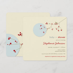 Nesting Bird Family Tree Simple Chic Baby Dusche Einladung