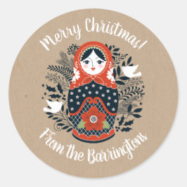 Nesting Doll Christmas Personalisiert Runder Aufkleber