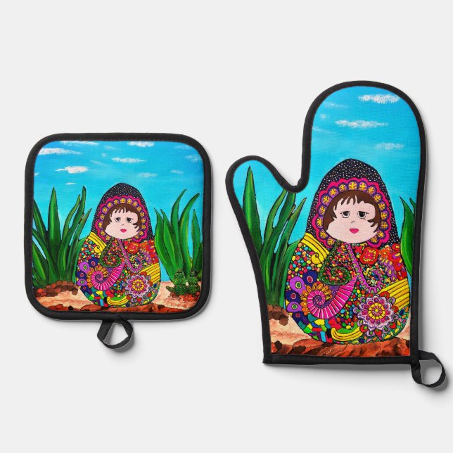 Nesting Doll Ofenhandschuh & Topflappen-Set (Vorderseite)