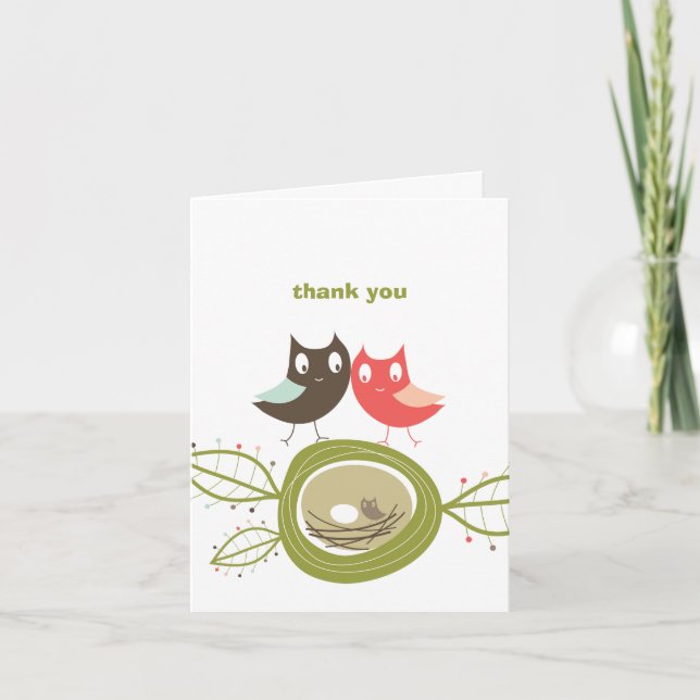 Nesting Owl Family Couple's Baby Shower Vielen Dan Dankeskarte (Vorderseite)
